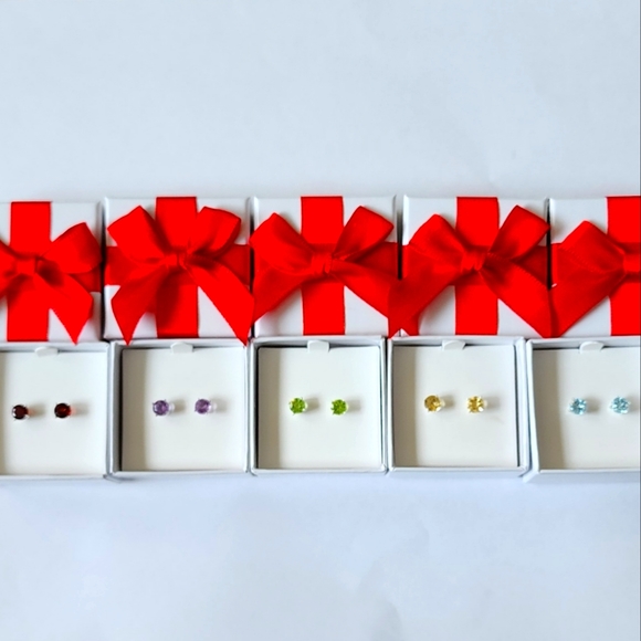 5 pair Birthstone Earrings NEW - Picture 1 of 7